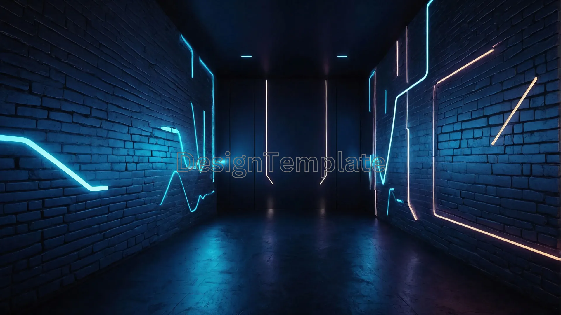Neon Lights in Black Passage Background Photo image